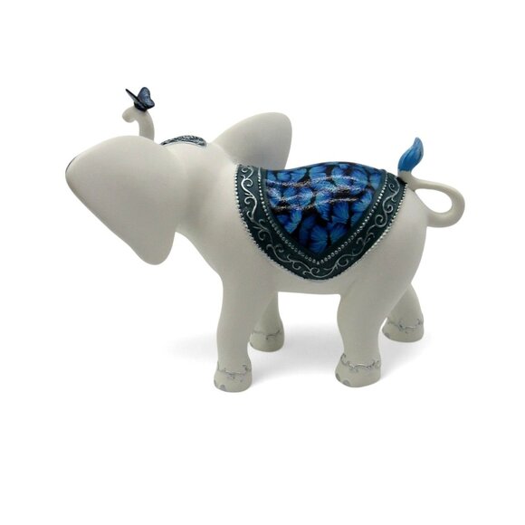 Hamilton Collection BLUE MAJESTY Elephant Figurine Butterfly and Floral Details - Picture 8 of 11